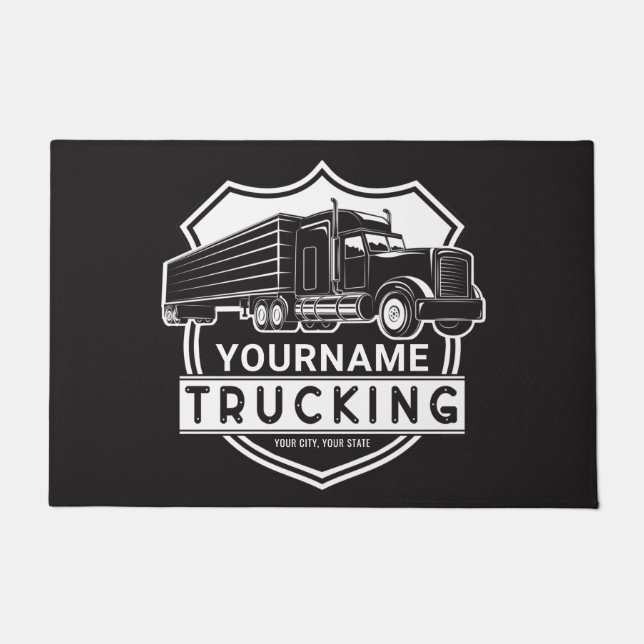 Personalized NAME Trucking Big Rig Semi Trucker   Doormat (Front)