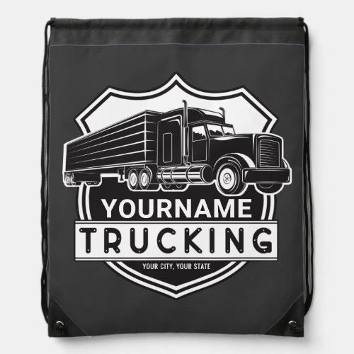 Personalized NAME Trucking Big Rig Semi Trucker  Drawstring Bag