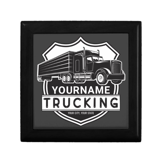 Personalized NAME Trucking Big Rig Semi Trucker   Gift Box (Front)