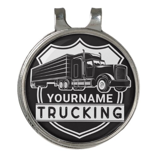 Personalized NAME Trucking Big Rig Semi Trucker  Golf Hat Clip