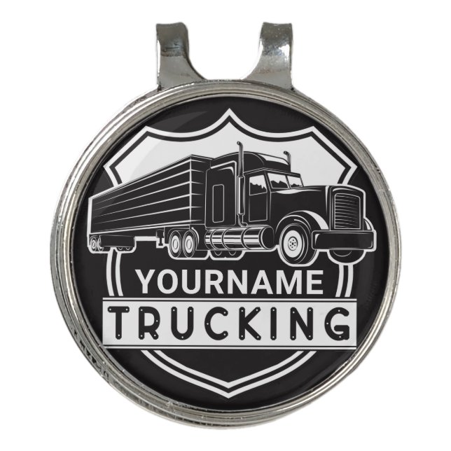 Personalized NAME Trucking Big Rig Semi Trucker  Golf Hat Clip (Front)