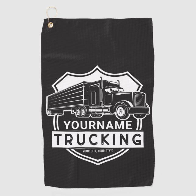 Personalized NAME Trucking Big Rig Semi Trucker  Golf Towel (Front)