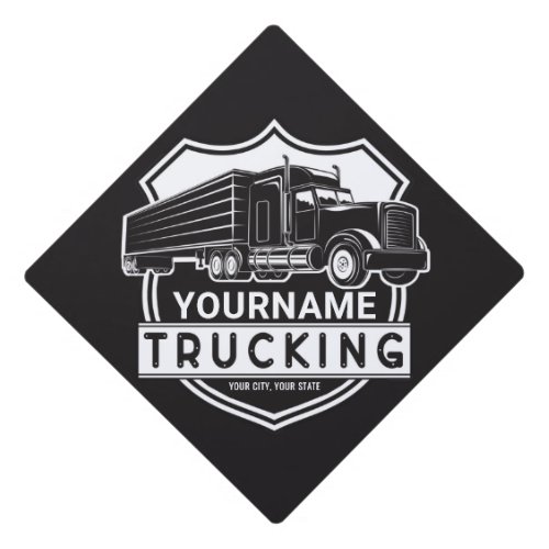 Personalized NAME Trucking Big Rig Semi Trucker   Graduation Cap Topper