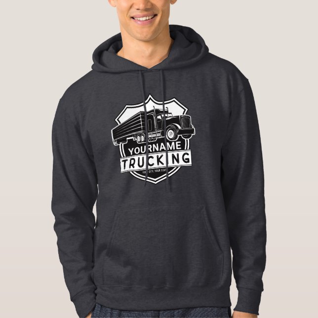 Personalized NAME Trucking Big Rig Semi Trucker  Hoodie (Front)