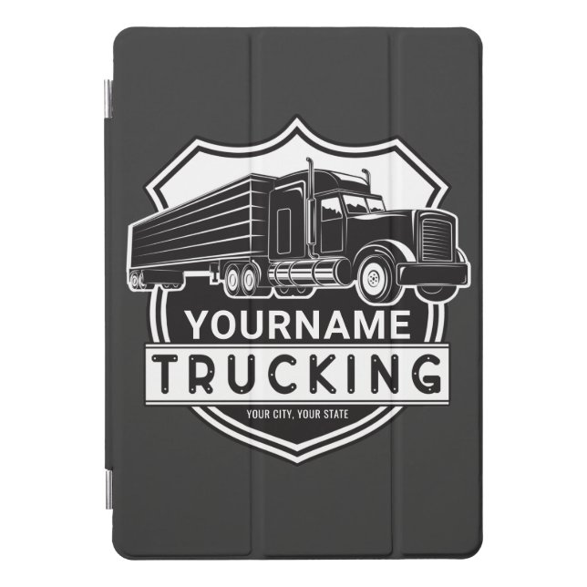Personalized NAME Trucking Big Rig Semi Trucker   iPad Pro Cover (Front)