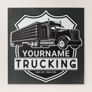 Personalized NAME Trucking Big Rig Semi Trucker Jigsaw Puzzle