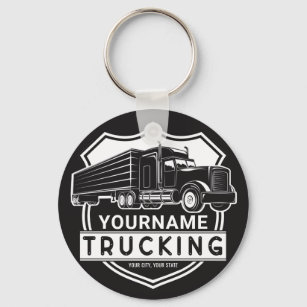 Personalized NAME Trucking Big Rig Semi Trucker Keychain
