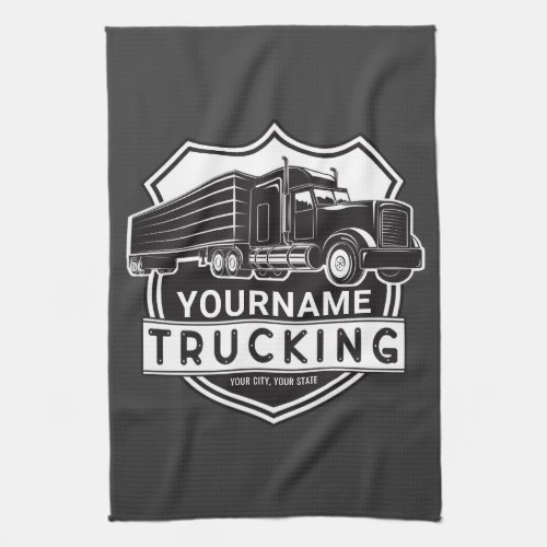 Personalized NAME Trucking Big Rig Semi Trucker  Kitchen Towel