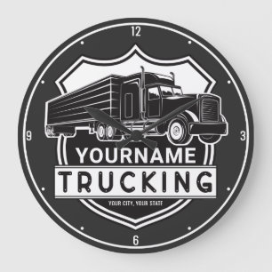Personalized NAME Trucking Big Rig Semi Trucker Large Clock