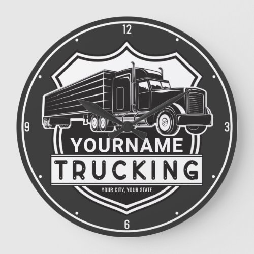 Personalized NAME Trucking Big Rig Semi Trucker Large Clock