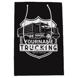 Personalized NAME Trucking Big Rig Semi Trucker Medium Gift Bag