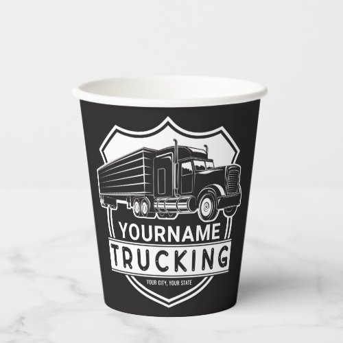 Personalized NAME Trucking Big Rig Semi Trucker   Paper Cups