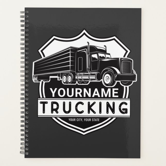 Personalized NAME Trucking Big Rig Semi Trucker   Planner (Front)