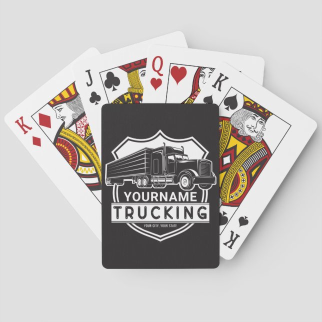 Personalized NAME Trucking Big Rig Semi Trucker   Poker Cards (Back)