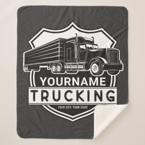 Personalized NAME Trucking Big Rig Semi Trucker   Sherpa Blanket