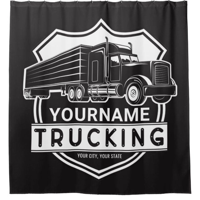 Personalized NAME Trucking Big Rig Semi Trucker  Shower Curtain (Front)