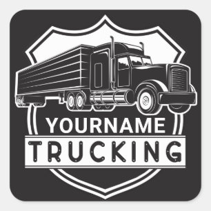 Personalized NAME Trucking Big Rig Semi Trucker Square Sticker