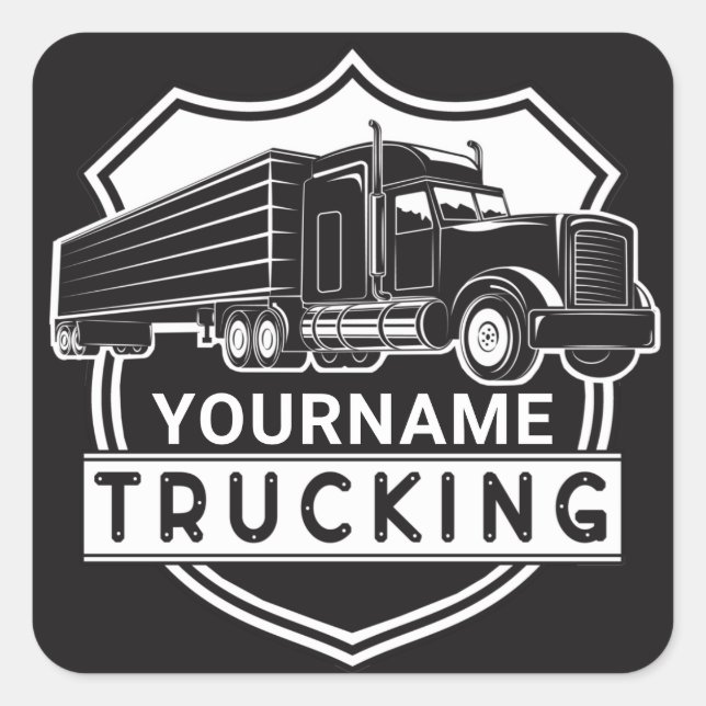 Personalized NAME Trucking Big Rig Semi Trucker   Square Sticker (Front)
