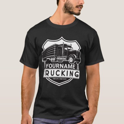 Personalized NAME Trucking Big Rig Semi Trucker   T_Shirt