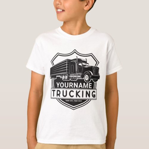 Personalized NAME Trucking Big Rig Semi Trucker  T_Shirt
