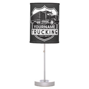 Personalized NAME Trucking Big Rig Semi Trucker Table Lamp