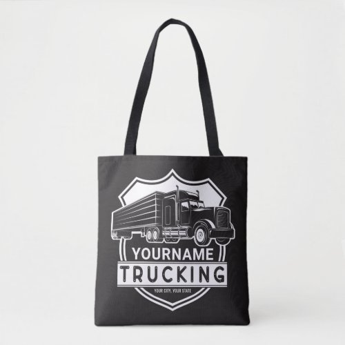 Personalized NAME Trucking Big Rig Semi Trucker   Tote Bag