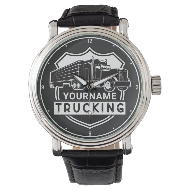 Personalized NAME Trucking Big Rig Semi Trucker Watch (Front)