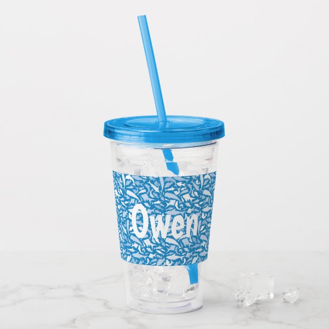personalized name tumbler fish shark (Front Ice)