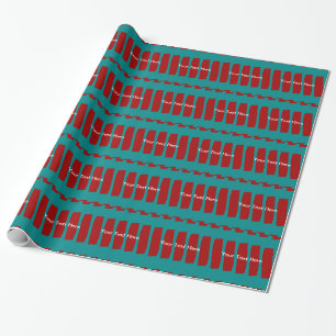 Personalized Name, Turquoise and Brick Abstract Wrapping Paper