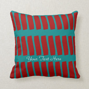 Personalized Name Turquoise and Brick Square Throw Pillow