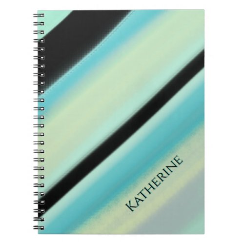 Personalized Name Turquoise Black Stripes  Notebook