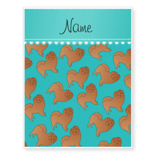 Personalized name turquoise chow chow dogs temporary tattoos