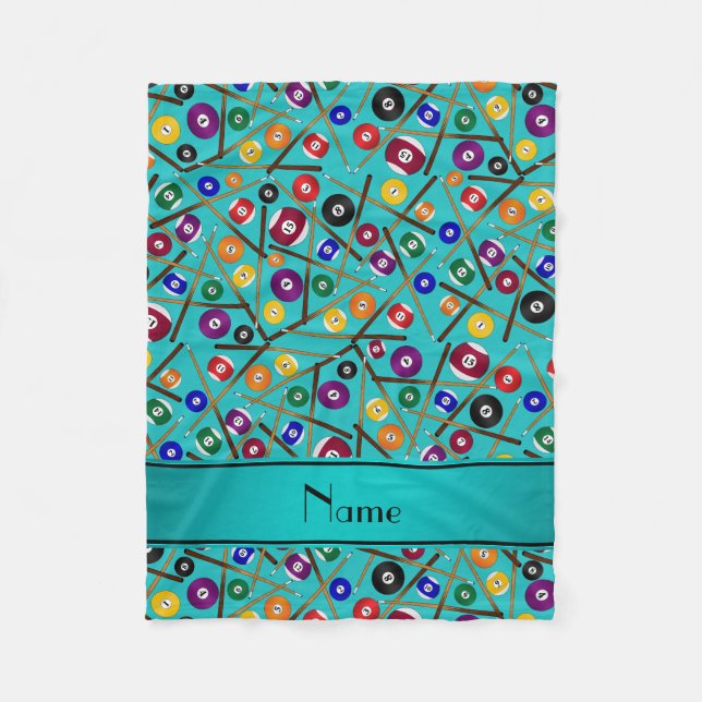 Personalized name turquoise colorful pool pattern fleece blanket (Front)