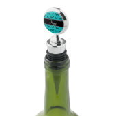 Personalized name turquoise dachshunds wine stopper (Angled)