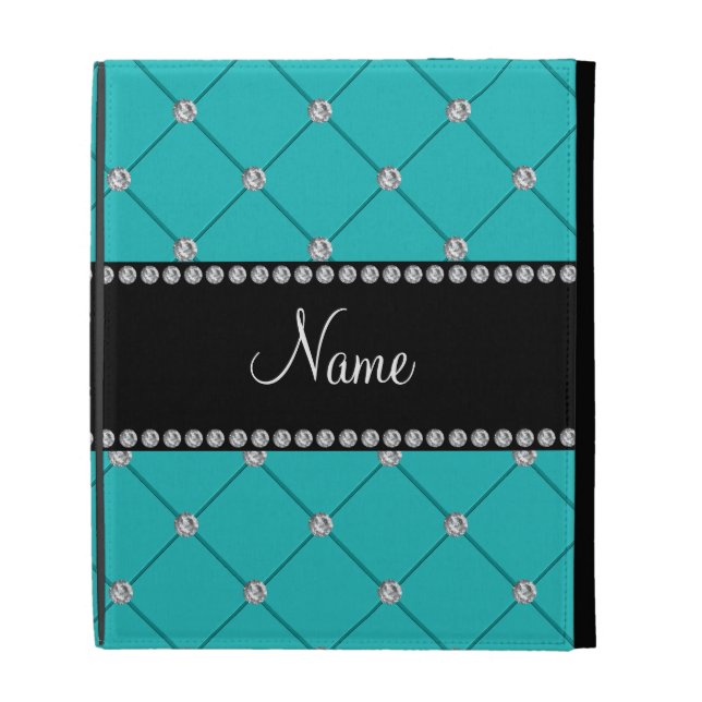 Personalized name Turquoise diamonds iPad Case (Front)
