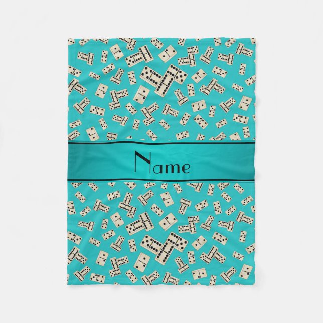 Personalized name turquoise dominos fleece blanket (Front)