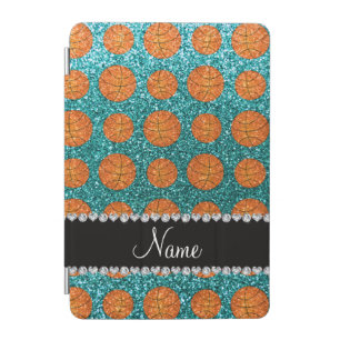Personalized name turquoise glitter basketballs iPad mini cover