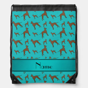 Personalized name turquoise great pyrenees dogs drawstring bag
