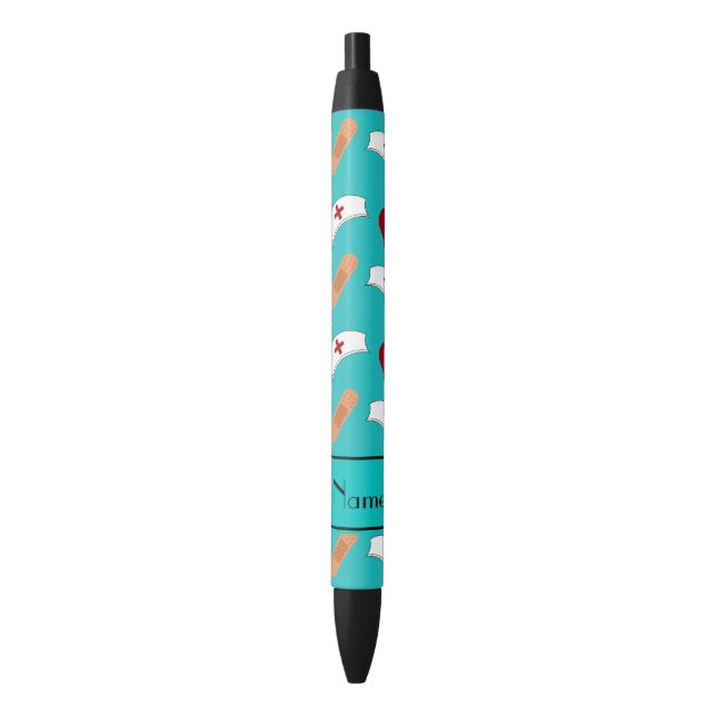 Personalized name turquoise nurse pattern pen (Front Vertical)