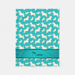 Personalized name turquoise Sealyham Terrier dogs Fleece Blanket