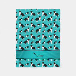 Personalized name turquoise Shetland Sheepdogs Fleece Blanket