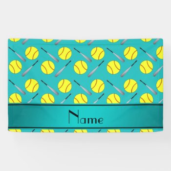 Personalized Name Turquoise Softball Pattern Banner by Brothergravydesigns at Zazzle