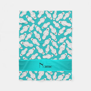 Personalized name turquoise spotted seal fleece blanket