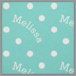 Personalized Name Turquoise Teal Blue Polka Dot Fabric