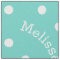 Personalized Name Turquoise Teal Blue Polka Dot
