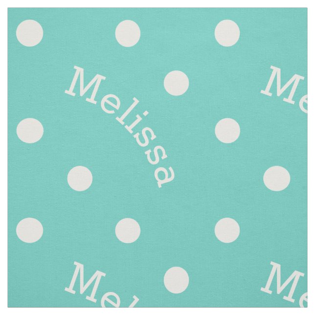 Personalized Name Turquoise Teal Blue Polka Dot Fabric (Swatch)