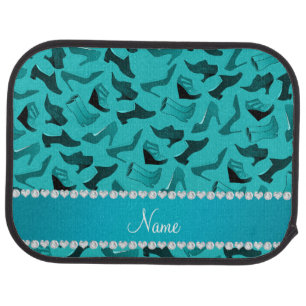 Personalized name turquoise women's shoes pattern car mat