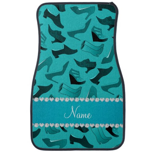 Personalized name turquoise womens shoes pattern car mat