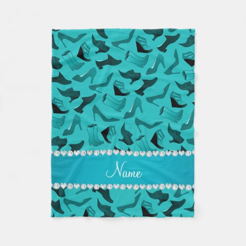 Personalized name turquoise womens shoes pattern fleece blanket