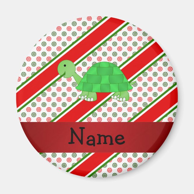 Personalized name turtle christmas polka dots magnet (Front)